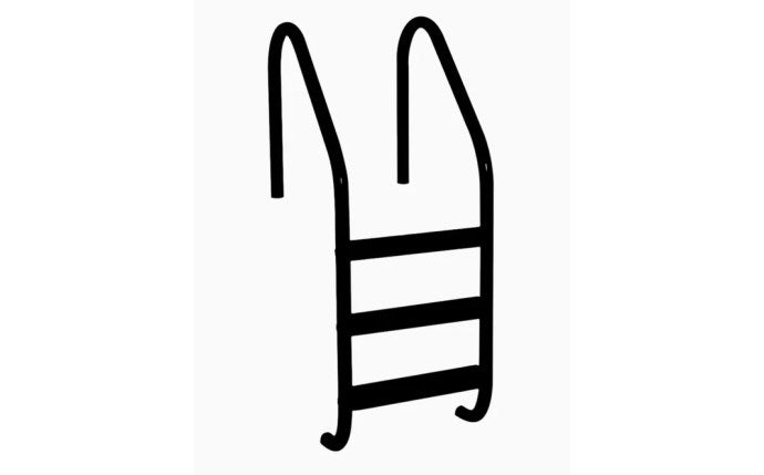 Saftron® P-324-L3-BK Residential Pool Ladder – 24" x 53", 3 Steps, Black